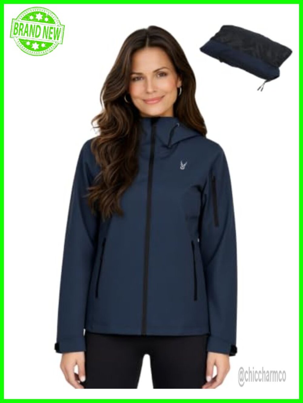 Womens Waterproof Rain Jacket Hooded Windbreaker Lightweight Outdoor